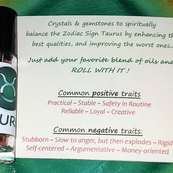 ♉ TAURUS Zodiac Gift Set ♉ Roller Bottle + Pocket Crystals + Loose Incense Blend - Picture 5 of 6